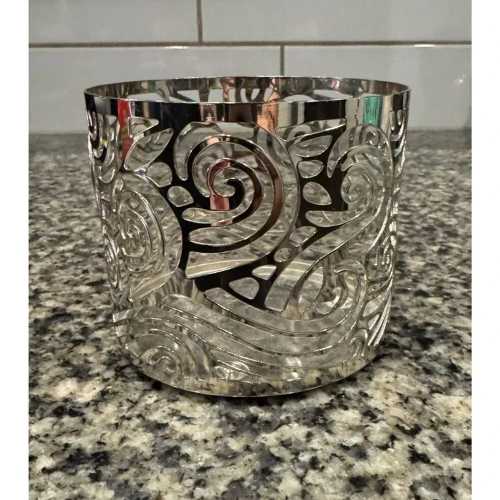 Bath & Body Works Slatkin Metal Swirling Pattern 3-Wick Candle Holder Sleeve